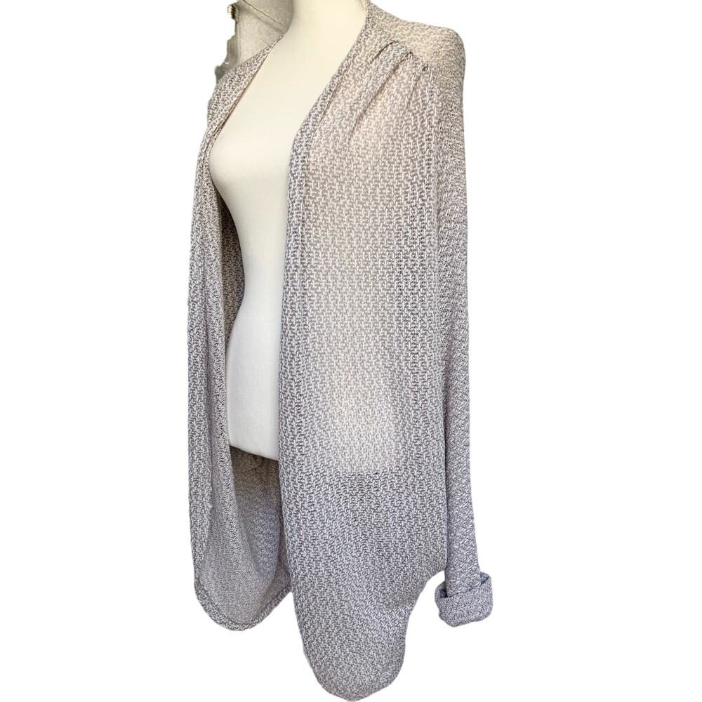 Buttons Gray White Blend Lightweight Sheer Cardigan One Size